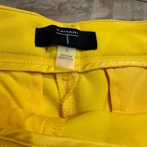 Yellow short shorts.